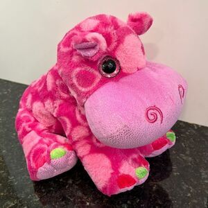 Wild Republic Pink Hippo Plush 12 Inch Big Sweet Eyes Sparkle Colorful 2…